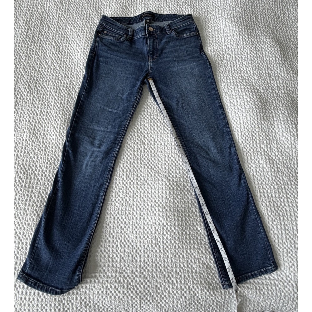 White House Black Market Jeans Women 4 Blue Denim Crop Leg Dark Wash Embroidered